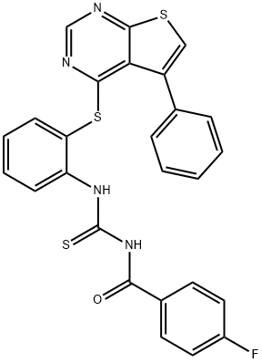 N-(4-fluorobenzoyl)-N'-{2-[(5-phenylthieno[2,3-d]pyrimidin-4-yl)sulfanyl]phenyl}thiourea Struktur