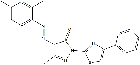 4-(mesityldiazenyl)-5-methyl-2-(4-phenyl-1,3-thiazol-2-yl)-2,4-dihydro-3H-pyrazol-3-one Struktur
