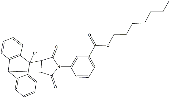 heptyl 3-(1-bromo-16,18-dioxo-17-azapentacyclo[6.6.5.0~2,7~.0~9,14~.0~15,19~]nonadeca-2,4,6,9,11,13-hexaen-17-yl)benzoate Struktur
