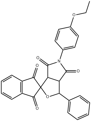 5-[4-(ethyloxy)phenyl]-1-phenyl-1,3-dihydro-1',3',4,6(2'H,3H,5H)-tetraoxospiro(-1H-furo[3,4-c]pyrrole-3,2'-[1'H]-indene) Struktur