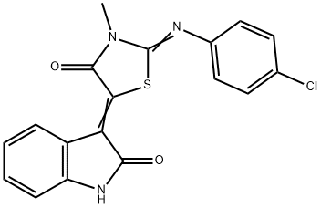 3-{2-[(4-chlorophenyl)imino]-3-methyl-4-oxo-1,3-thiazolidin-5-ylidene}-1,3-dihydro-2H-indol-2-one Struktur