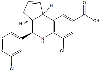 6-chloro-4-(3-chlorophenyl)-3a,4,5,9b-tetrahydro-3H-cyclopenta[c]quinoline-8-carboxylic acid Struktur