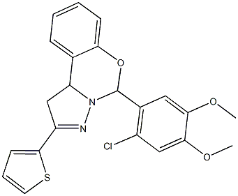 5-(2-chloro-4,5-dimethoxyphenyl)-2-(2-thienyl)-1,10b-dihydropyrazolo[1,5-c][1,3]benzoxazine Struktur