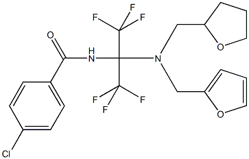 4-chloro-N-[2,2,2-trifluoro-1-[(2-furylmethyl)(tetrahydrofuran-2-ylmethyl)amino]-1-(trifluoromethyl)ethyl]benzamide Struktur