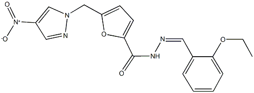 N'-(2-ethoxybenzylidene)-5-({4-nitro-1H-pyrazol-1-yl}methyl)-2-furohydrazide Struktur