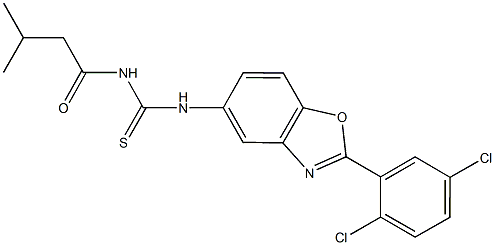 N-[2-(2,5-dichlorophenyl)-1,3-benzoxazol-5-yl]-N'-(3-methylbutanoyl)thiourea Struktur