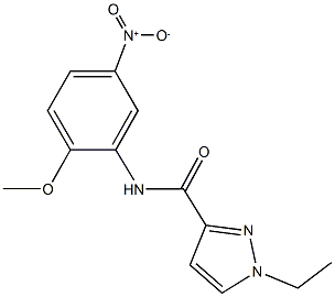 1-ethyl-N-{5-nitro-2-methoxyphenyl}-1H-pyrazole-3-carboxamide Struktur