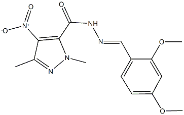 N'-(2,4-dimethoxybenzylidene)-4-nitro-1,3-dimethyl-1H-pyrazole-5-carbohydrazide Struktur