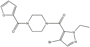 1-[(4-bromo-1-ethyl-1H-pyrazol-5-yl)carbonyl]-4-(2-furoyl)piperazine Struktur