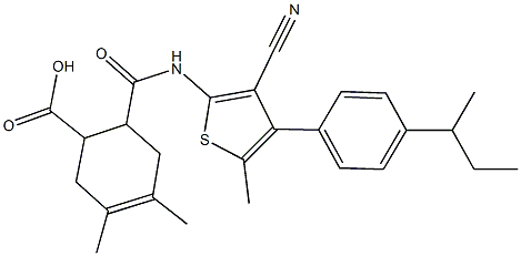 6-({[4-(4-sec-butylphenyl)-3-cyano-5-methyl-2-thienyl]amino}carbonyl)-3,4-dimethyl-3-cyclohexene-1-carboxylic acid Struktur