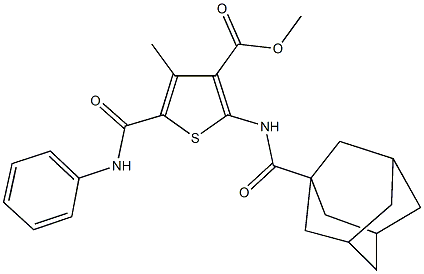 methyl 4-methyl-5-[(phenylamino)carbonyl]-2-[(tricyclo[3.3.1.1~3,7~]dec-1-ylcarbonyl)amino]thiophene-3-carboxylate Struktur