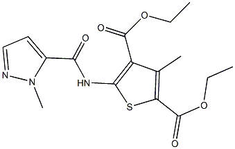 diethyl 3-methyl-5-{[(1-methyl-1H-pyrazol-5-yl)carbonyl]amino}-2,4-thiophenedicarboxylate Structure