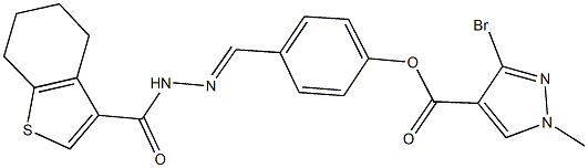 4-[2-(4,5,6,7-tetrahydro-1-benzothien-3-ylcarbonyl)carbohydrazonoyl]phenyl 3-bromo-1-methyl-1H-pyrazole-4-carboxylate Struktur