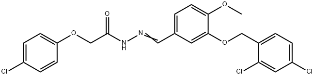 2-(4-chlorophenoxy)-N'-{3-[(2,4-dichlorobenzyl)oxy]-4-methoxybenzylidene}acetohydrazide Struktur
