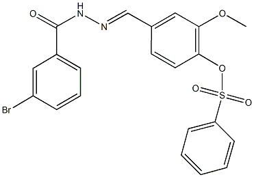 4-[2-(3-bromobenzoyl)carbohydrazonoyl]-2-methoxyphenyl benzenesulfonate Struktur