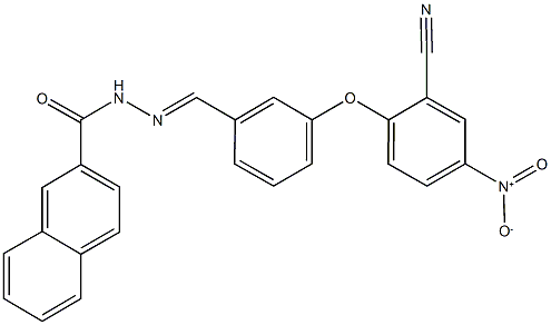 N'-(3-{2-cyano-4-nitrophenoxy}benzylidene)-2-naphthohydrazide Struktur