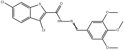 3,6-dichloro-N'-(3,4,5-trimethoxybenzylidene)-1-benzothiophene-2-carbohydrazide Struktur
