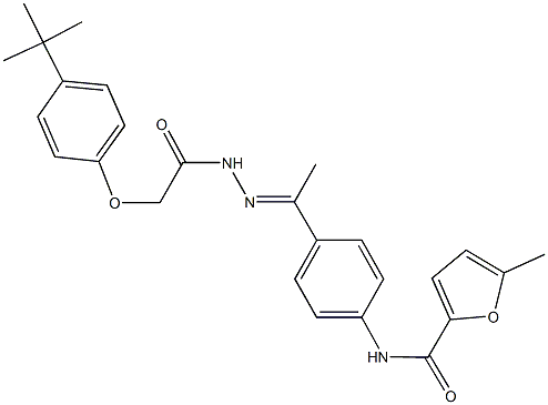N-(4-{N-[(4-tert-butylphenoxy)acetyl]ethanehydrazonoyl}phenyl)-5-methyl-2-furamide Struktur