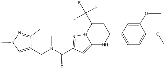 5-(3,4-dimethoxyphenyl)-N-[(1,3-dimethyl-1H-pyrazol-4-yl)methyl]-N-methyl-7-(trifluoromethyl)-4,5,6,7-tetrahydropyrazolo[1,5-a]pyrimidine-2-carboxamide Struktur