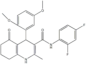 N-(2,4-difluorophenyl)-4-(2,5-dimethoxyphenyl)-2-methyl-5-oxo-1,4,5,6,7,8-hexahydro-3-quinolinecarboxamide Struktur
