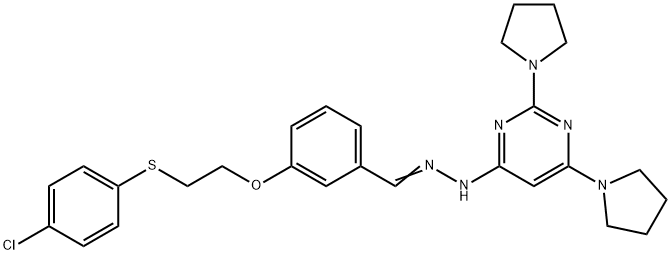 3-{2-[(4-chlorophenyl)sulfanyl]ethoxy}benzaldehyde (2,6-dipyrrolidin-1-ylpyrimidin-4-yl)hydrazone Struktur