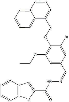 N'-[3-bromo-5-ethoxy-4-(1-naphthylmethoxy)benzylidene]-1-benzofuran-2-carbohydrazide Struktur