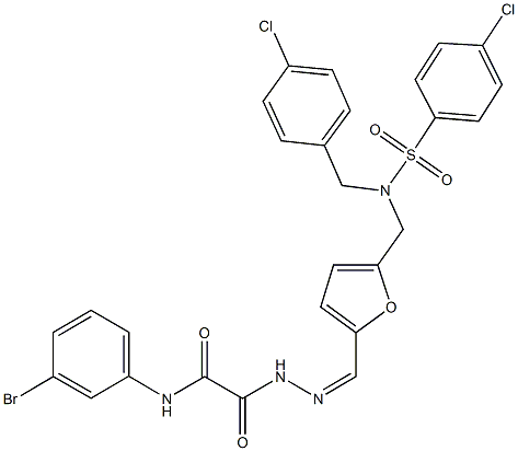 N-(3-bromophenyl)-2-(2-{[5-({(4-chlorobenzyl)[(4-chlorophenyl)sulfonyl]amino}methyl)-2-furyl]methylene}hydrazino)-2-oxoacetamide Struktur