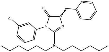 5-benzylidene-3-(3-chlorophenyl)-2-(dihexylamino)-3,5-dihydro-4H-imidazol-4-one Struktur