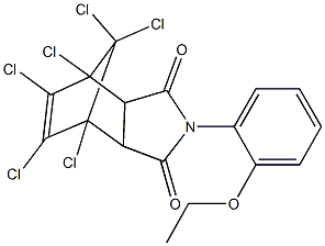 1,7,8,9,10,10-hexachloro-4-(2-ethoxyphenyl)-4-azatricyclo[5.2.1.0~2,6~]dec-8-ene-3,5-dione Struktur