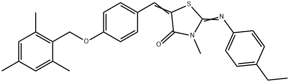 2-[(4-ethylphenyl)imino]-5-[4-(mesitylmethoxy)benzylidene]-3-methyl-1,3-thiazolidin-4-one Struktur