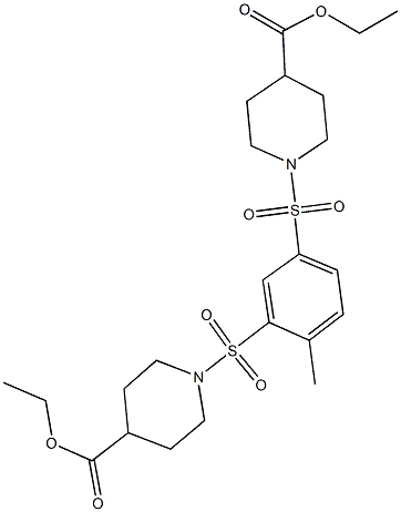 ethyl 1-[(5-{[4-(ethoxycarbonyl)-1-piperidinyl]sulfonyl}-2-methylphenyl)sulfonyl]-4-piperidinecarboxylate Struktur