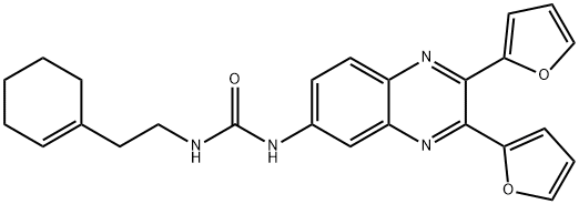 N-[2-(1-cyclohexen-1-yl)ethyl]-N'-[2,3-di(2-furyl)-6-quinoxalinyl]urea Structure