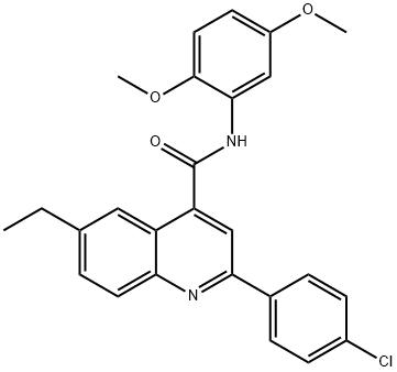 2-(4-chlorophenyl)-N-(2,5-dimethoxyphenyl)-6-ethyl-4-quinolinecarboxamide Struktur