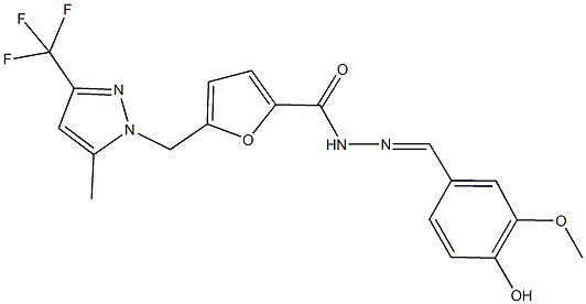 N'-(4-hydroxy-3-methoxybenzylidene)-5-{[5-methyl-3-(trifluoromethyl)-1H-pyrazol-1-yl]methyl}-2-furohydrazide Structure