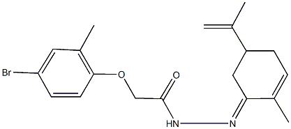 2-(4-bromo-2-methylphenoxy)-N'-(5-isopropenyl-2-methyl-2-cyclohexen-1-ylidene)acetohydrazide Struktur