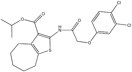 isopropyl 2-{[(3,4-dichlorophenoxy)acetyl]amino}-5,6,7,8-tetrahydro-4H-cyclohepta[b]thiophene-3-carboxylate Struktur