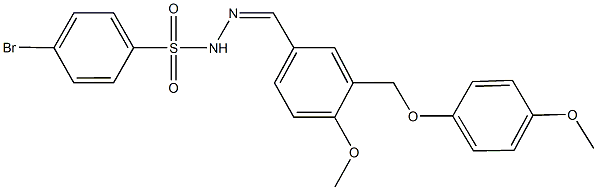 4-bromo-N'-{4-methoxy-3-[(4-methoxyphenoxy)methyl]benzylidene}benzenesulfonohydrazide Struktur