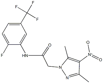 N-[2-fluoro-5-(trifluoromethyl)phenyl]-2-{4-nitro-3,5-dimethyl-1H-pyrazol-1-yl}acetamide Struktur