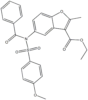 ethyl 5-{benzoyl[(4-methoxyphenyl)sulfonyl]amino}-2-methyl-1-benzofuran-3-carboxylate Struktur