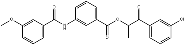 2-(3-chlorophenyl)-1-methyl-2-oxoethyl 3-[(3-methoxybenzoyl)amino]benzoate Struktur