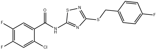 2-chloro-4,5-difluoro-N-{3-[(4-fluorobenzyl)sulfanyl]-1,2,4-thiadiazol-5-yl}benzamide Struktur