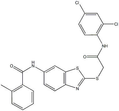 N-(2-{[2-(2,4-dichloroanilino)-2-oxoethyl]sulfanyl}-1,3-benzothiazol-6-yl)-2-methylbenzamide Structure