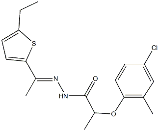 2-(4-chloro-2-methylphenoxy)-N'-[1-(5-ethyl-2-thienyl)ethylidene]propanohydrazide Struktur