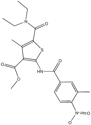 methyl 5-[(diethylamino)carbonyl]-2-({4-nitro-3-methylbenzoyl}amino)-4-methyl-3-thiophenecarboxylate Struktur
