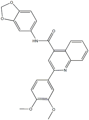 N-(1,3-benzodioxol-5-yl)-2-(3,4-dimethoxyphenyl)-4-quinolinecarboxamide Struktur