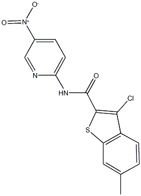3-chloro-N-{5-nitro-2-pyridinyl}-6-methyl-1-benzothiophene-2-carboxamide Struktur