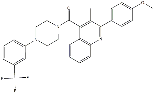2-(4-methoxyphenyl)-3-methyl-4-({4-[3-(trifluoromethyl)phenyl]-1-piperazinyl}carbonyl)quinoline Struktur