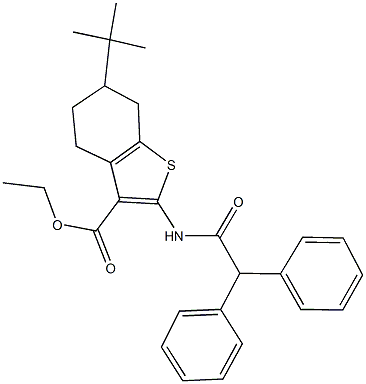 ethyl 6-tert-butyl-2-[(diphenylacetyl)amino]-4,5,6,7-tetrahydro-1-benzothiophene-3-carboxylate Struktur