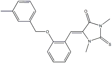1,3-dimethyl-5-{2-[(3-methylbenzyl)oxy]benzylidene}-2-thioxoimidazolidin-4-one Struktur