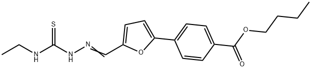 butyl 4-(5-{2-[(ethylamino)carbothioyl]carbohydrazonoyl}-2-furyl)benzoate Struktur
